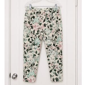 J.Jill Linen Stretch Floral Crop Pants Petite Medium Pull-On Casual